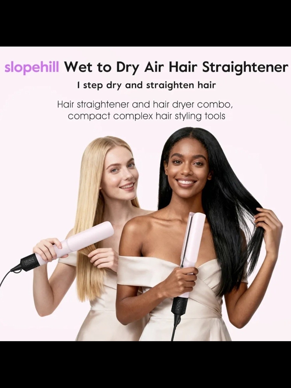 Pink Wet-to-Dry Air Hair Straightener & Dryer EF088